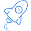 Blue icon rocket illustration