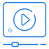 Blue video illustration icon.