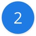 Number two icon blue circle design
