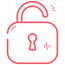 Red unlocked padlock icon